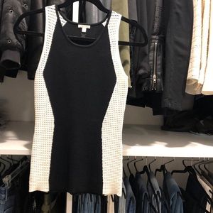 Black and white knit sleeveless top